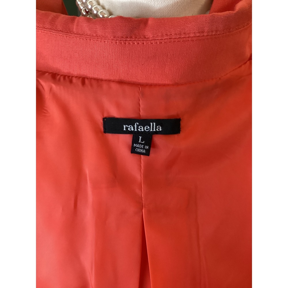 Rafaella Women's Coral Orange Button Front Lightweight Trench Coat Jacket Size L - Picture 3 of 4